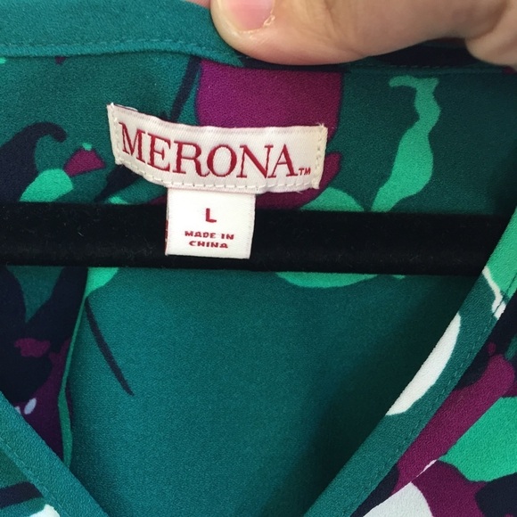 Merona floral emerald dress - Picture 4 of 5